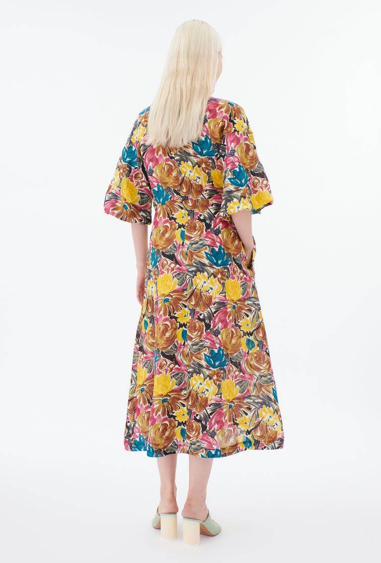 Odeeh Brush-Stroke Peonies Kleid, Tobacco JETZT KAUFEN