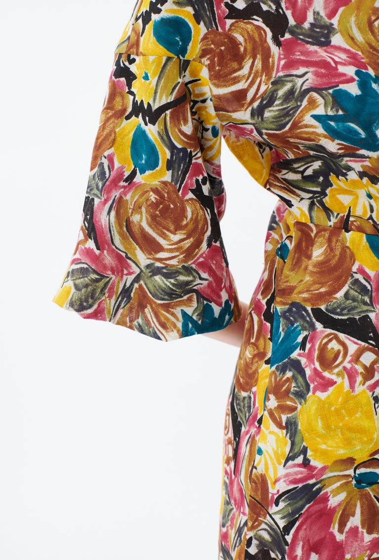 Odeeh Brush-Stroke Peonies Kleid, Tobacco JETZT KAUFEN