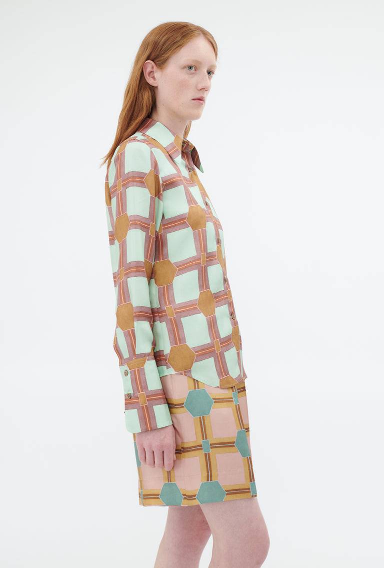 Odeeh Painted Tiles Bluse, Mint Nur für heute