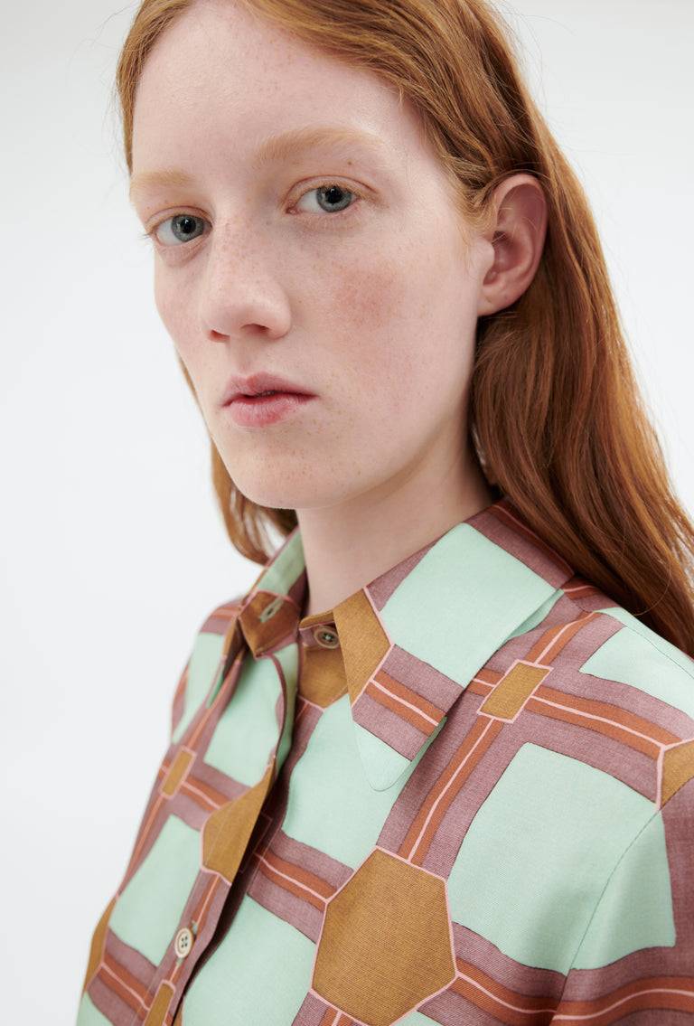 Odeeh Painted Tiles Bluse, Mint Nur für heute