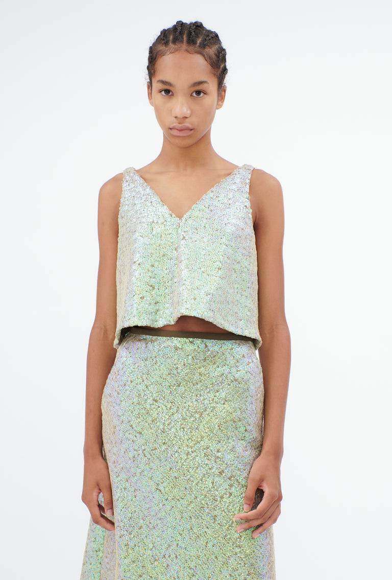 Odeeh Hazy Sequins Top, Mermaid green Discount Store für neue Produkte