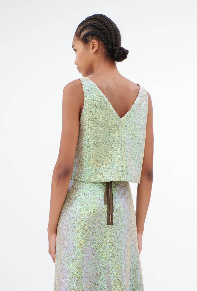 Odeeh Hazy Sequins Top, Mermaid green Discount Store für neue Produkte