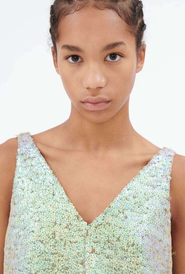 Odeeh Hazy Sequins Top, Mermaid green Discount Store für neue Produkte