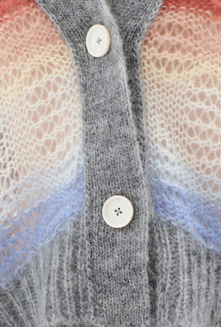 Odeeh Light Weight Mohair Mix Sunset Stripe Cardigan, Multicolor Fabrikverkauf