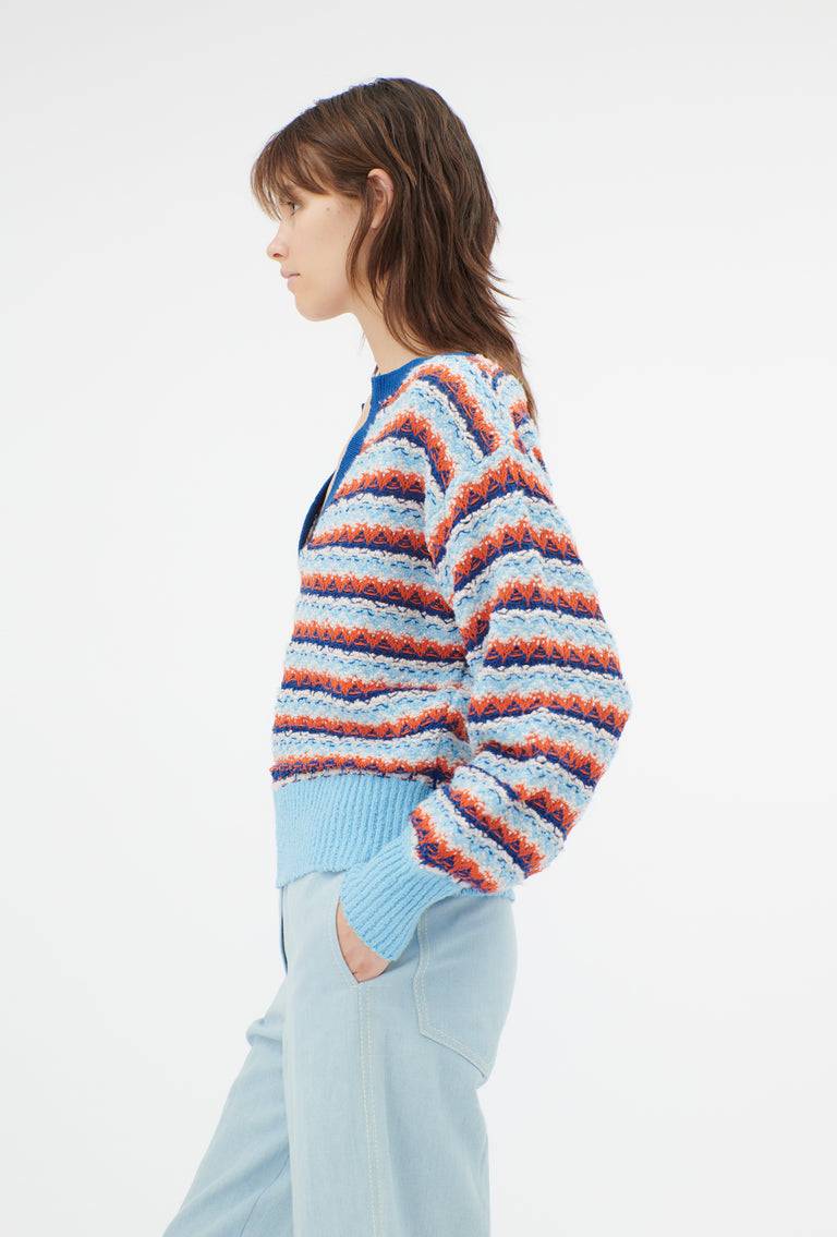 Odeeh Structured Lines Pullover, Himmelblau Fabrikpreis