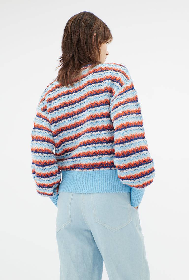 Odeeh Structured Lines Pullover, Himmelblau Fabrikpreis