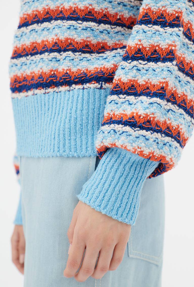 Odeeh Structured Lines Pullover, Himmelblau Fabrikpreis