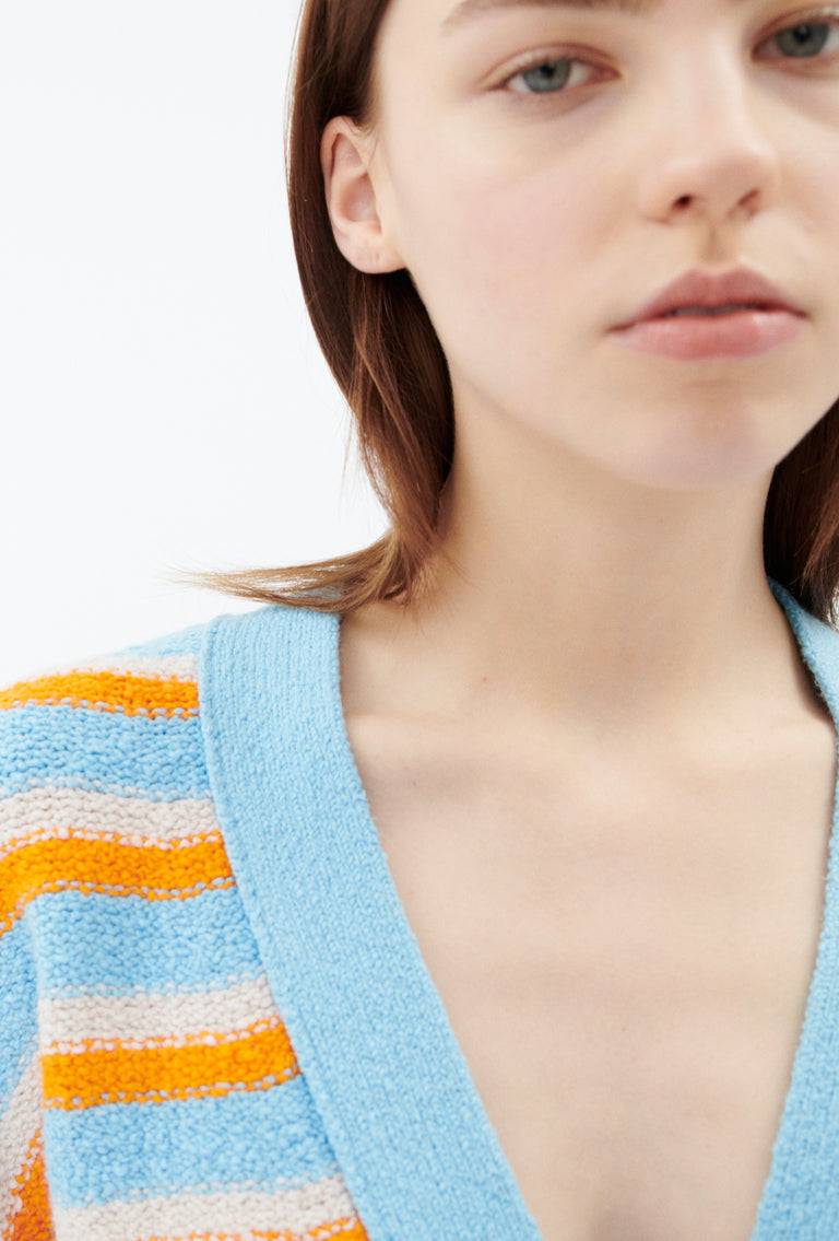 Odeeh Lido Stripe Cardigan, Himmelblau Rabatt