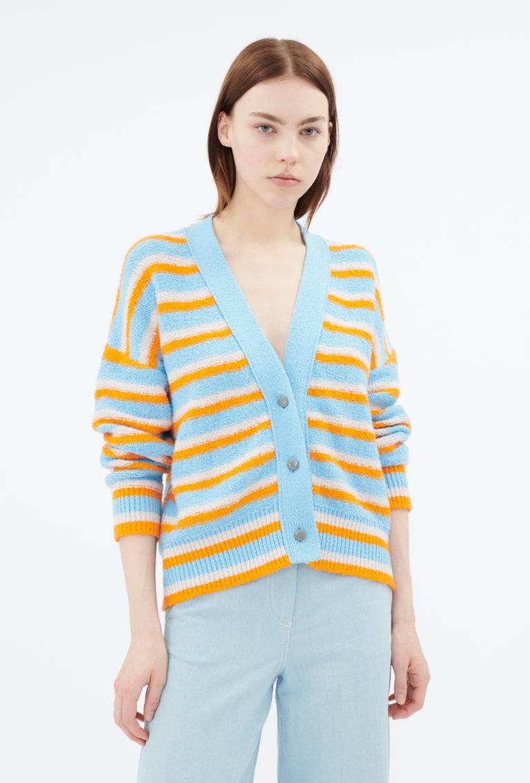 Odeeh Lido Stripe Cardigan, Himmelblau Rabatt
