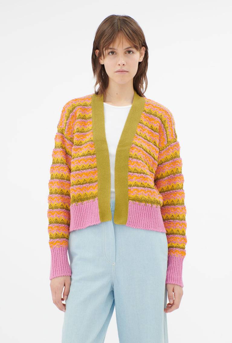 Odeeh Structured Lines Cardigan, Orange Günstig kaufen