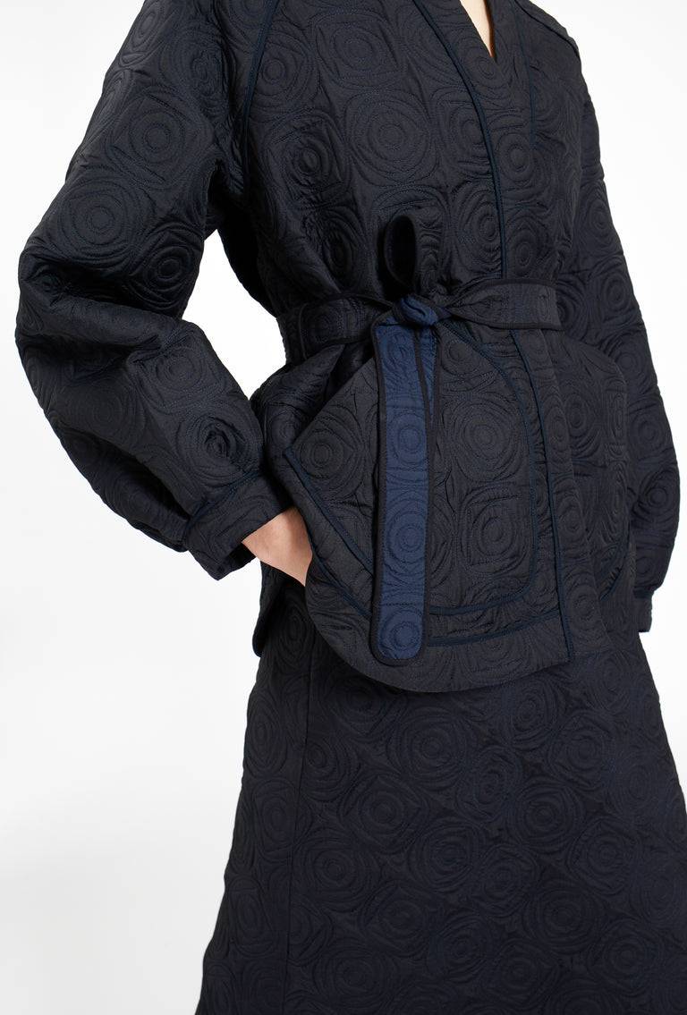 Odeeh Geometric Matelassé Padded Jacke, Midnight Osterangebot