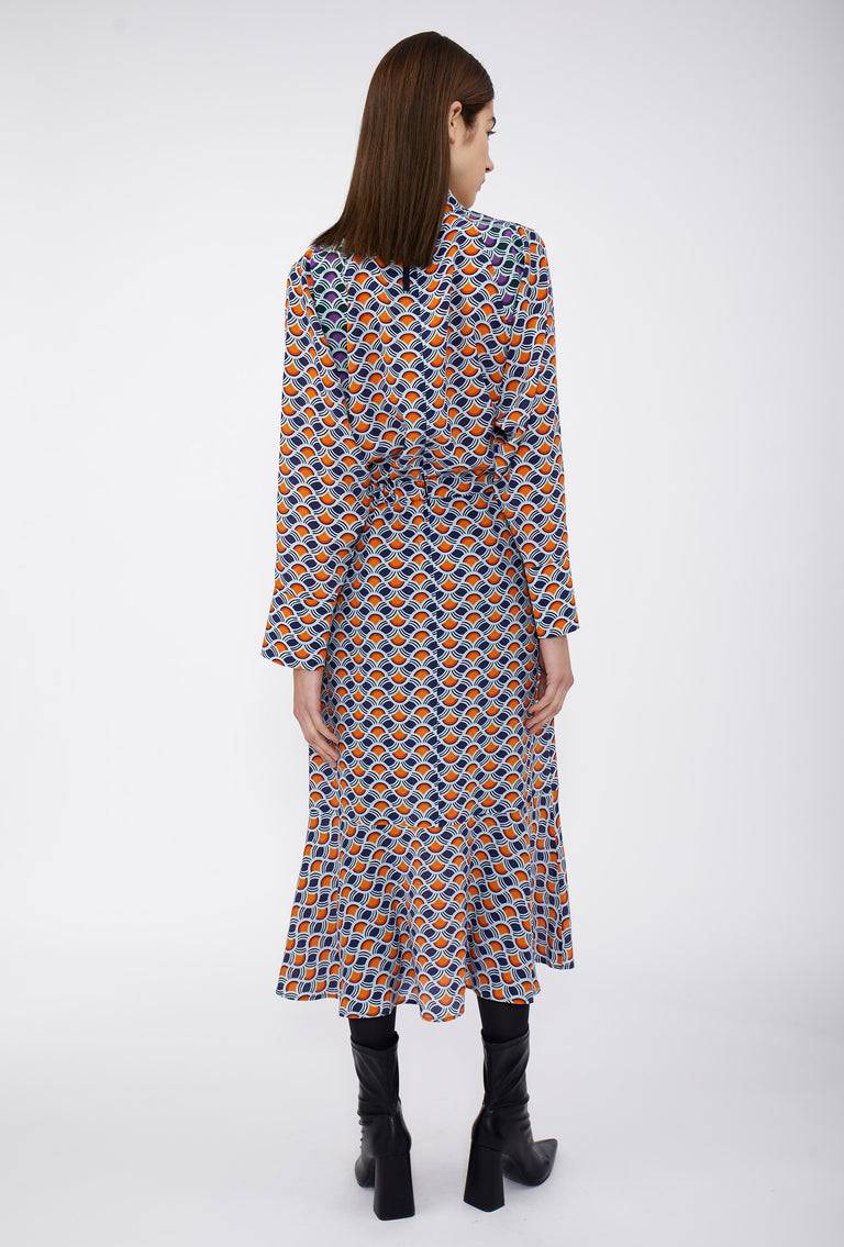 Odeeh Crossed Waves Kleid, Glowing Orange Zeitlich begrenztes Angebot