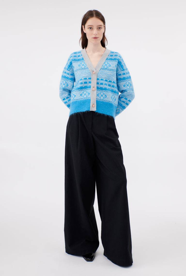 Odeeh Graphic Norwegian Cardigan, Himmelblau Neuheiten