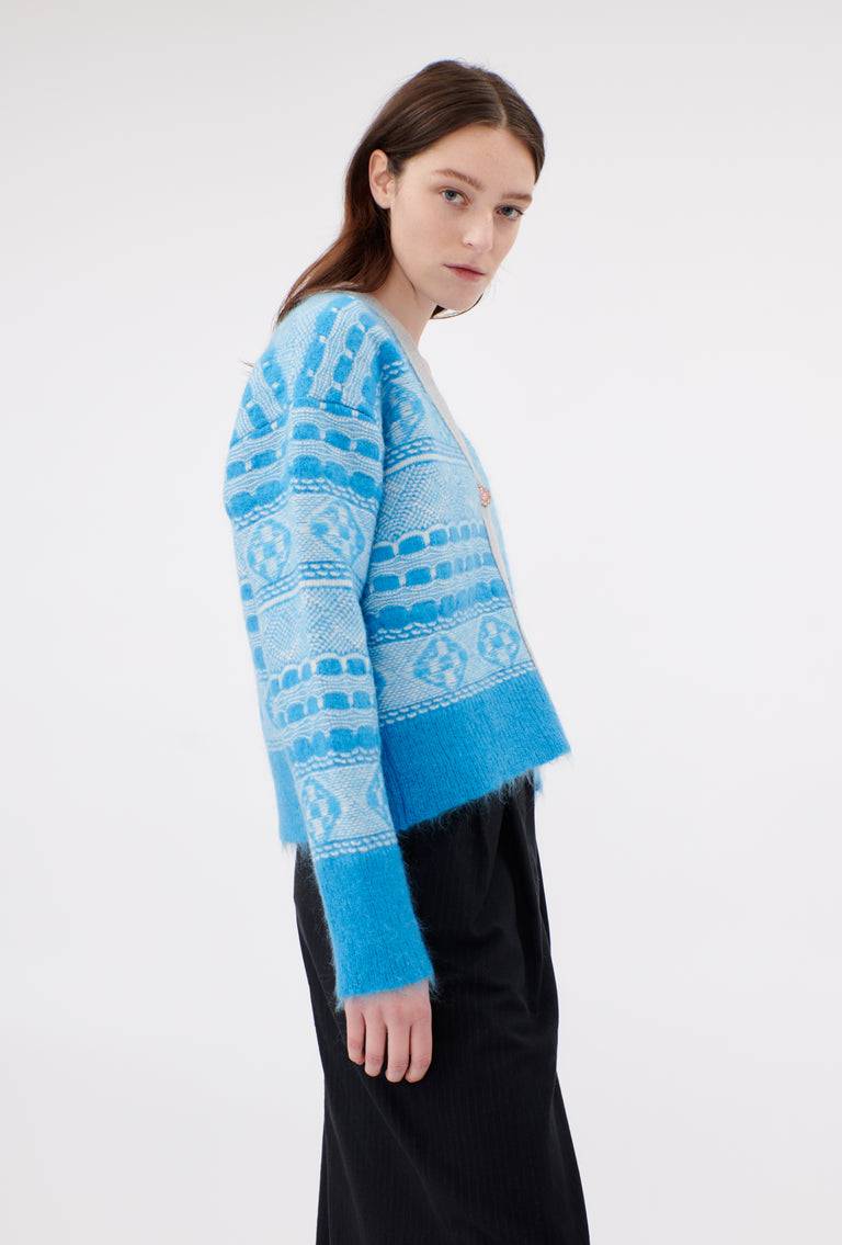 Odeeh Graphic Norwegian Cardigan, Himmelblau Neuheiten