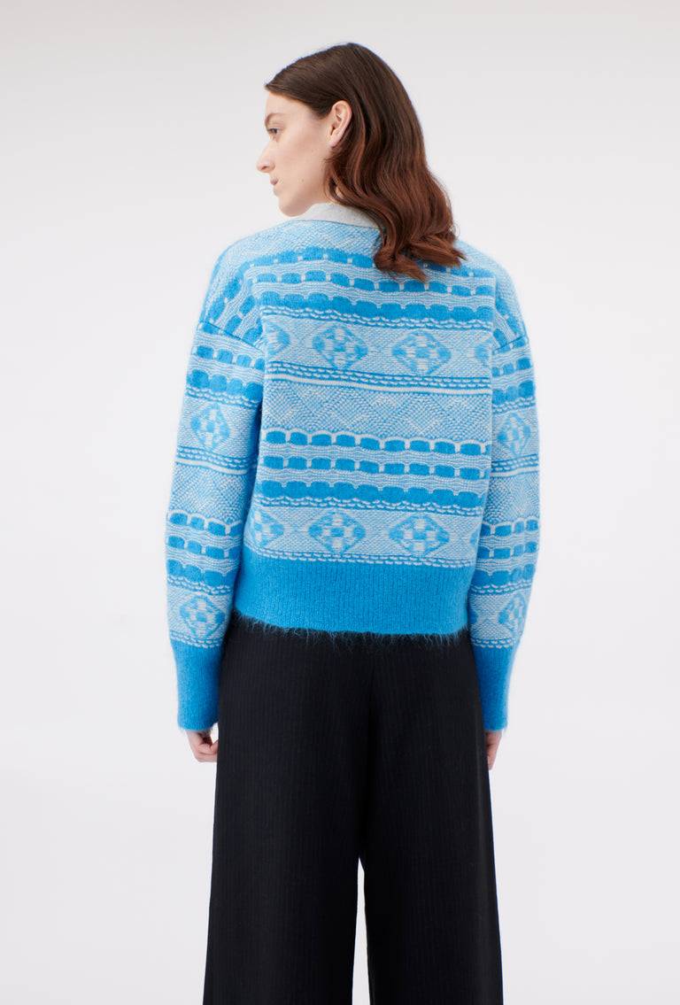 Odeeh Graphic Norwegian Cardigan, Himmelblau Neuheiten