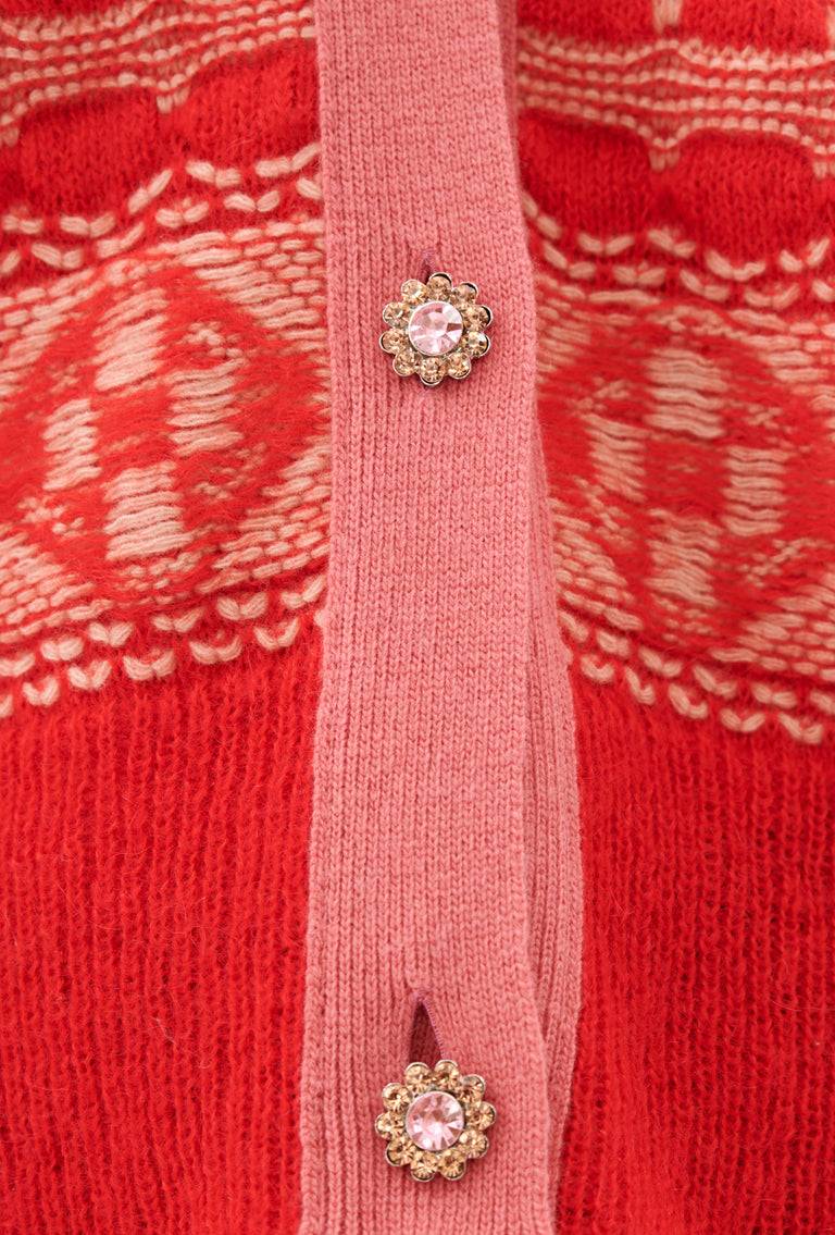 Odeeh Graphic Norwegian Cardigan, Geranium Kostenlose Rückgabe