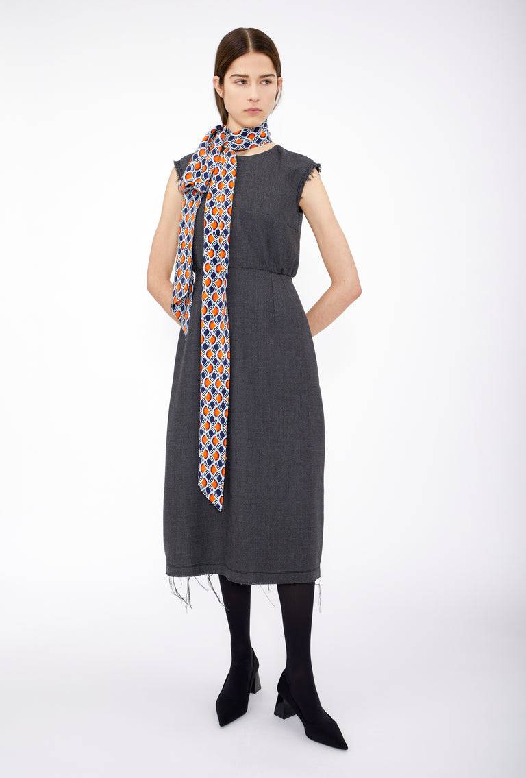 Odeeh Savile Row Wool Pique Kleid, Charcoal Neueste Stile