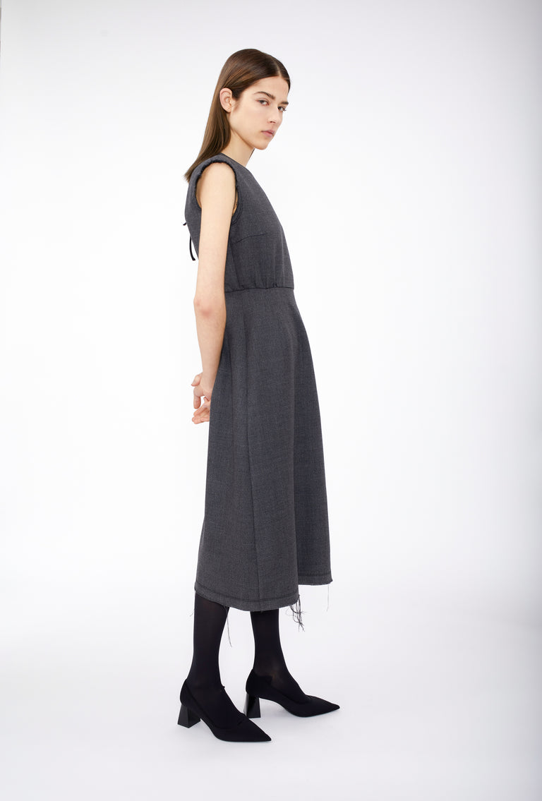 Odeeh Savile Row Wool Pique Kleid, Charcoal Neueste Stile