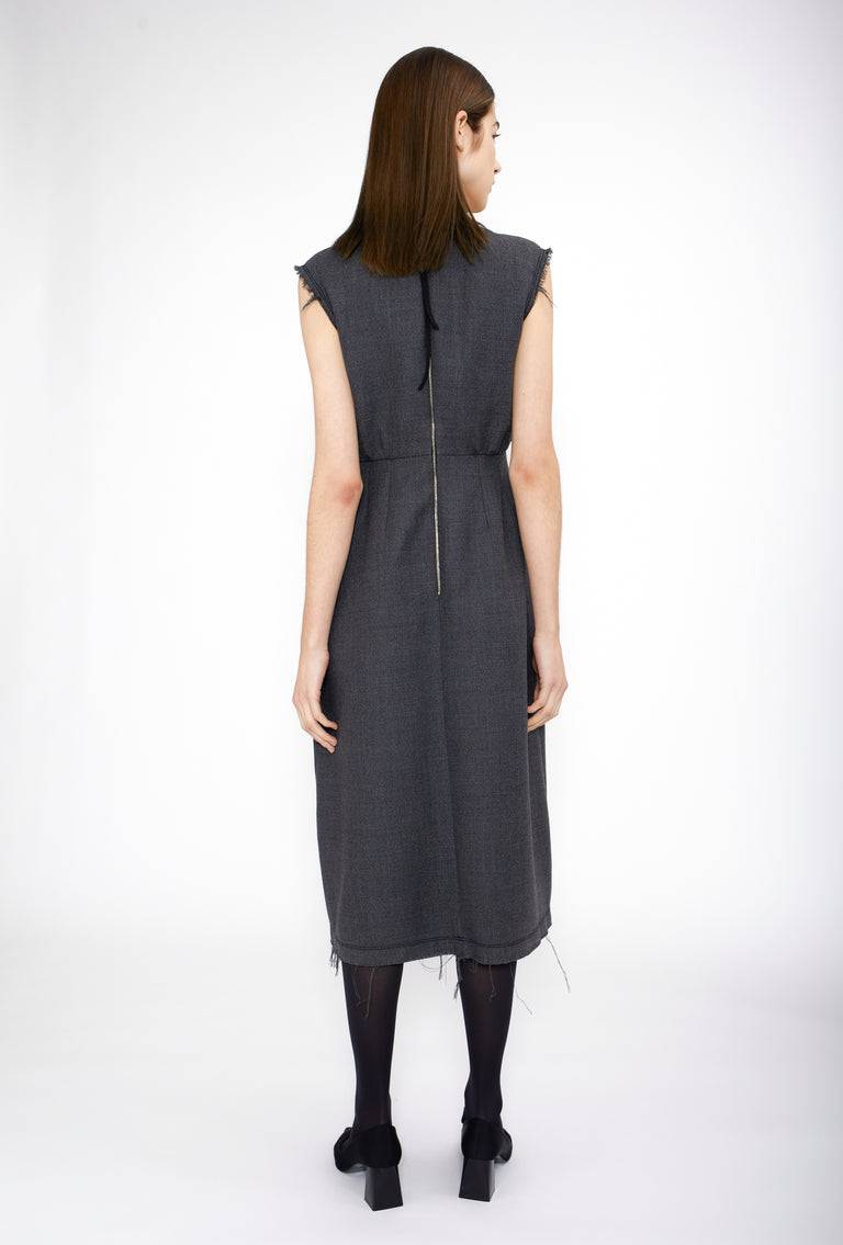 Odeeh Savile Row Wool Pique Kleid, Charcoal Neueste Stile