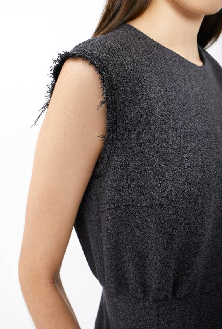 Odeeh Savile Row Wool Pique Kleid, Charcoal Neueste Stile