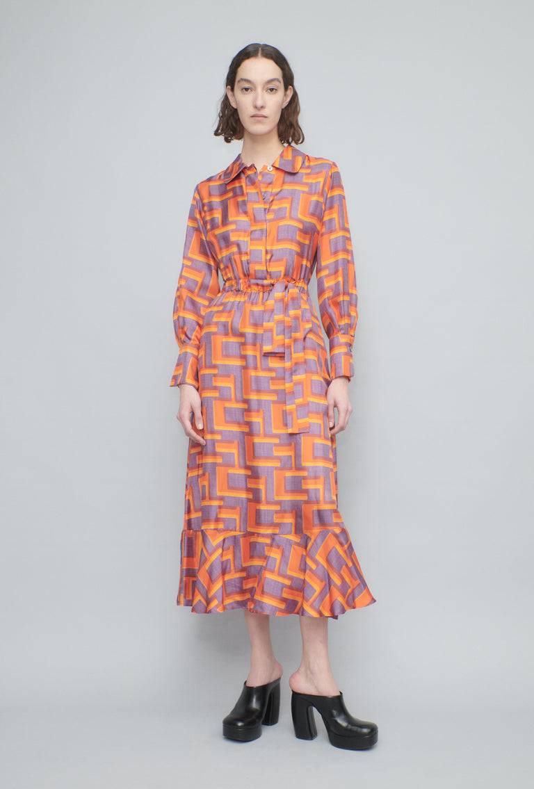 Odeeh Pop Art Maze Kleid, Glowing Orange Letzte 2 Tage