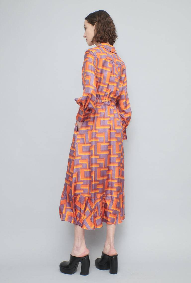Odeeh Pop Art Maze Kleid, Glowing Orange Letzte 2 Tage