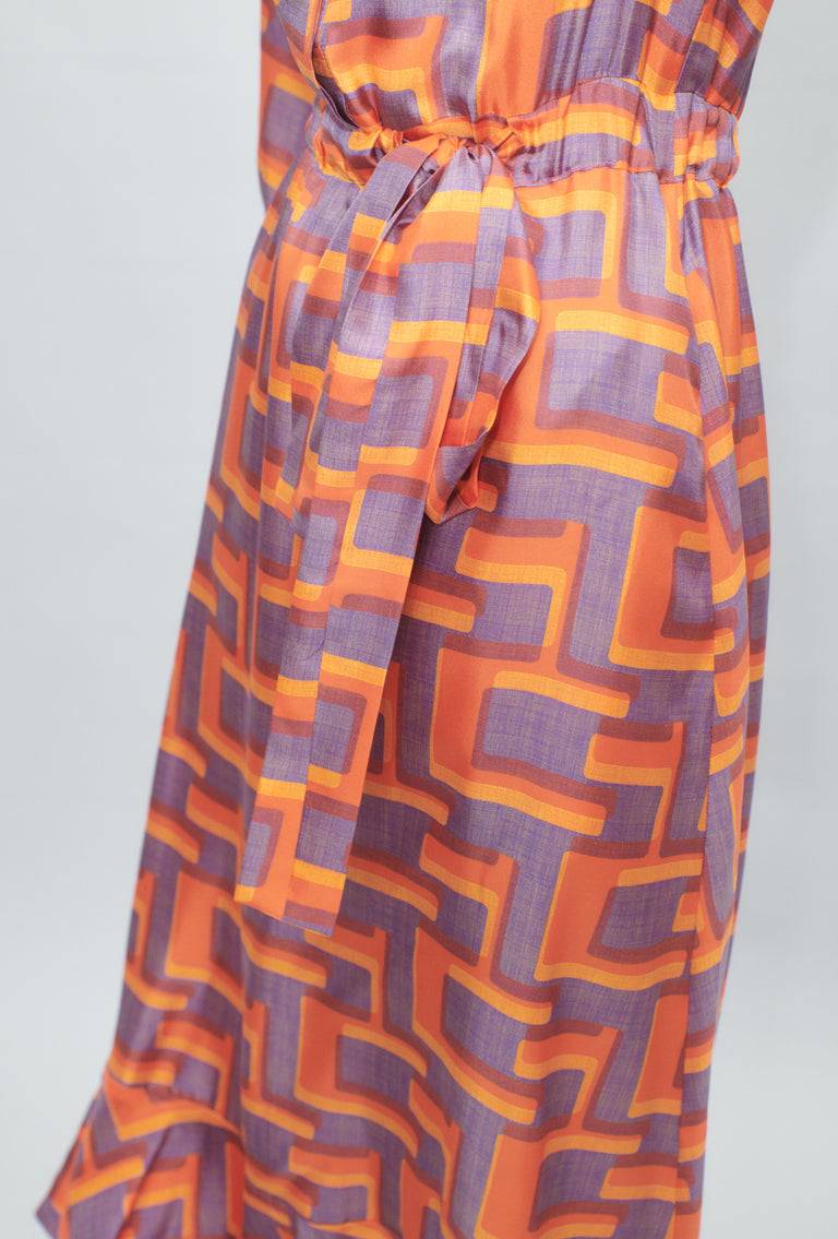 Odeeh Pop Art Maze Kleid, Glowing Orange Letzte 2 Tage