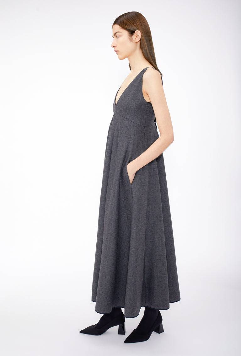 Odeeh Savile Row Wool Pique Kleid, Charcoal Letzter Tag