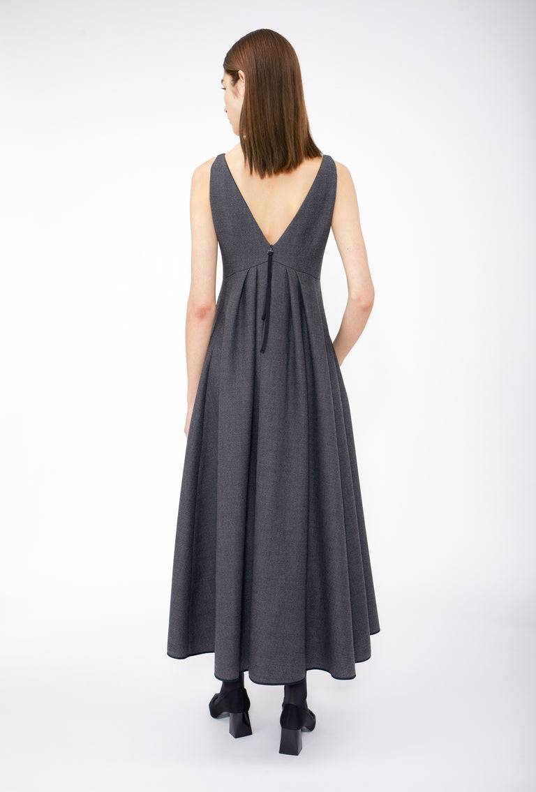 Odeeh Savile Row Wool Pique Kleid, Charcoal Letzter Tag