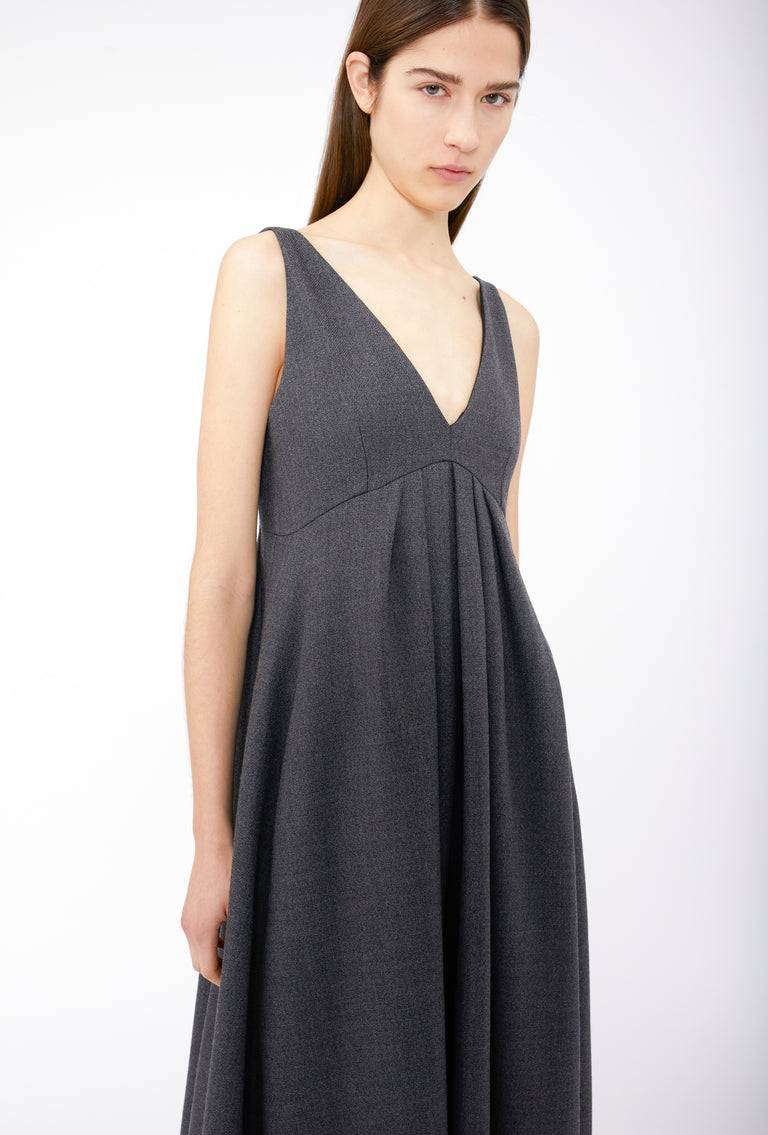 Odeeh Savile Row Wool Pique Kleid, Charcoal Letzter Tag