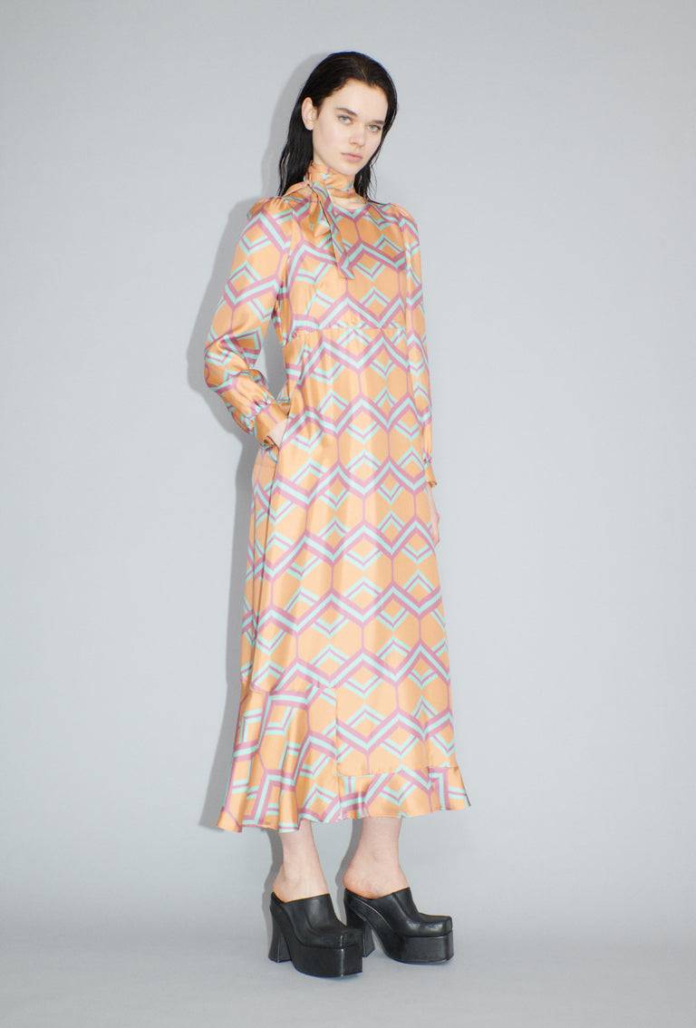Odeeh Ribbon Zig Zag Kleid, Pale Peach Bis zu 50% Rabatt