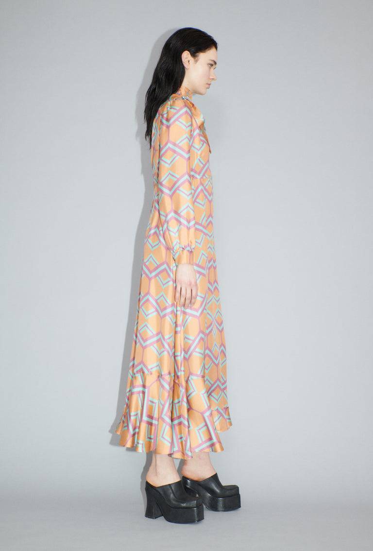 Odeeh Ribbon Zig Zag Kleid, Pale Peach Bis zu 50% Rabatt