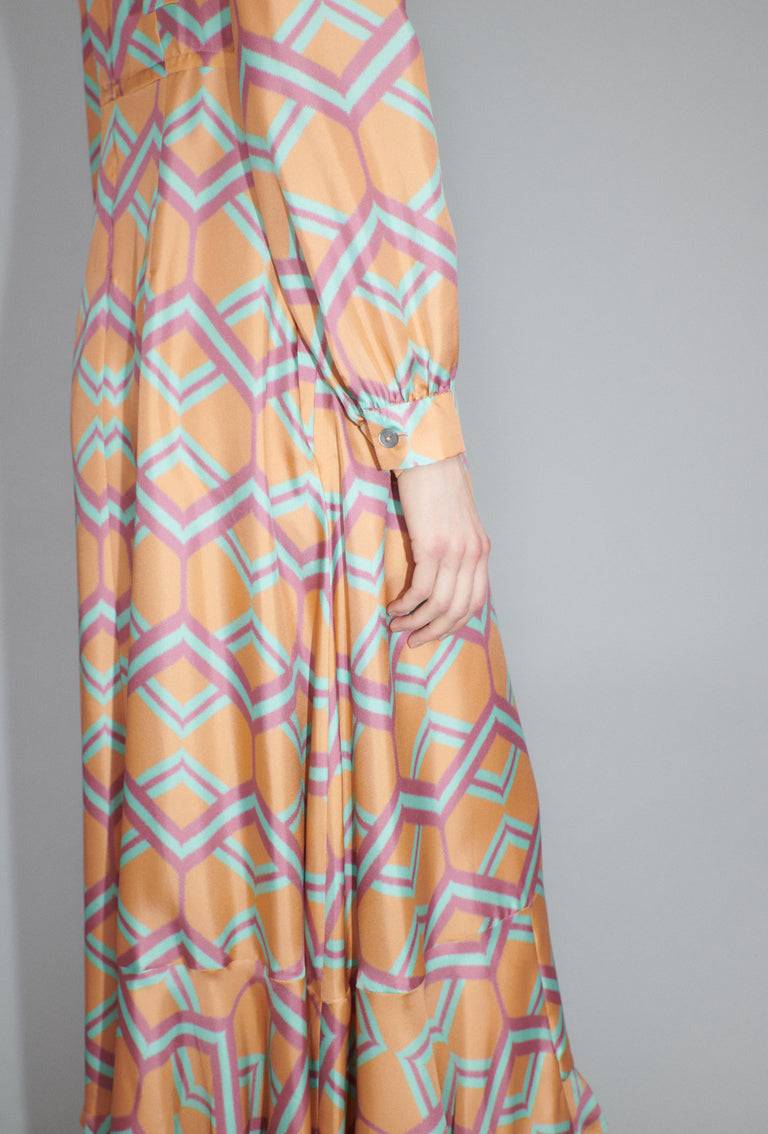 Odeeh Ribbon Zig Zag Kleid, Pale Peach Bis zu 50% Rabatt