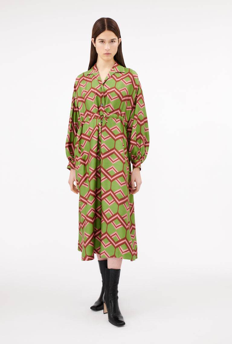 Odeeh Ribbon Zig Zag Kleid, Grass Green Bis zu 60% Rabatt