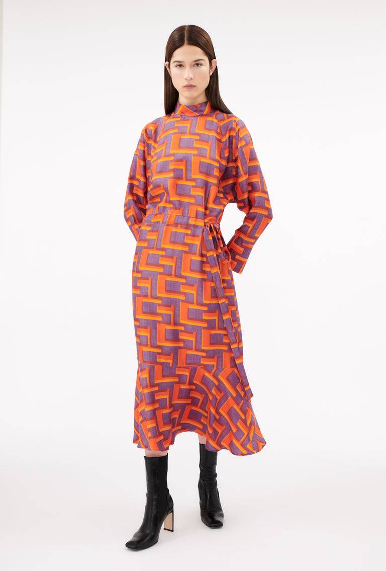 Odeeh Pop Art Maze Kleid, Glowing Orange Vierteljährliche Förderung