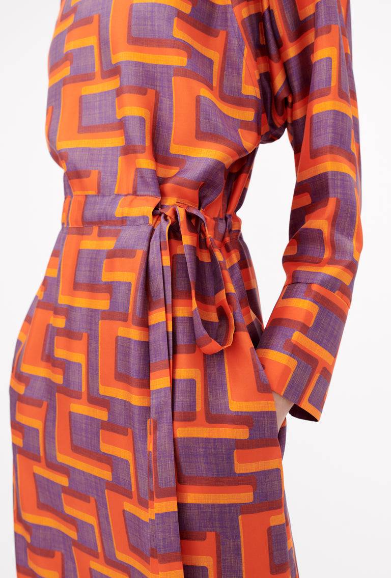 Odeeh Pop Art Maze Kleid, Glowing Orange Vierteljährliche Förderung