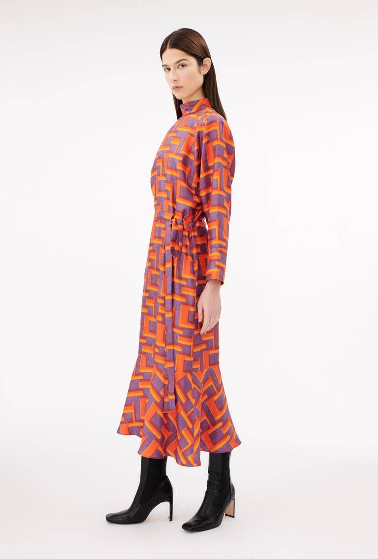 Odeeh Pop Art Maze Kleid, Glowing Orange Vierteljährliche Förderung