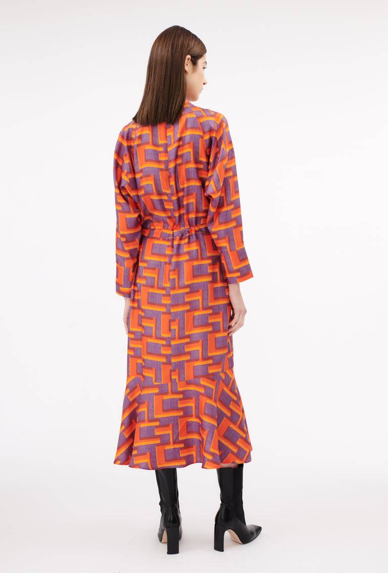 Odeeh Pop Art Maze Kleid, Glowing Orange Vierteljährliche Förderung