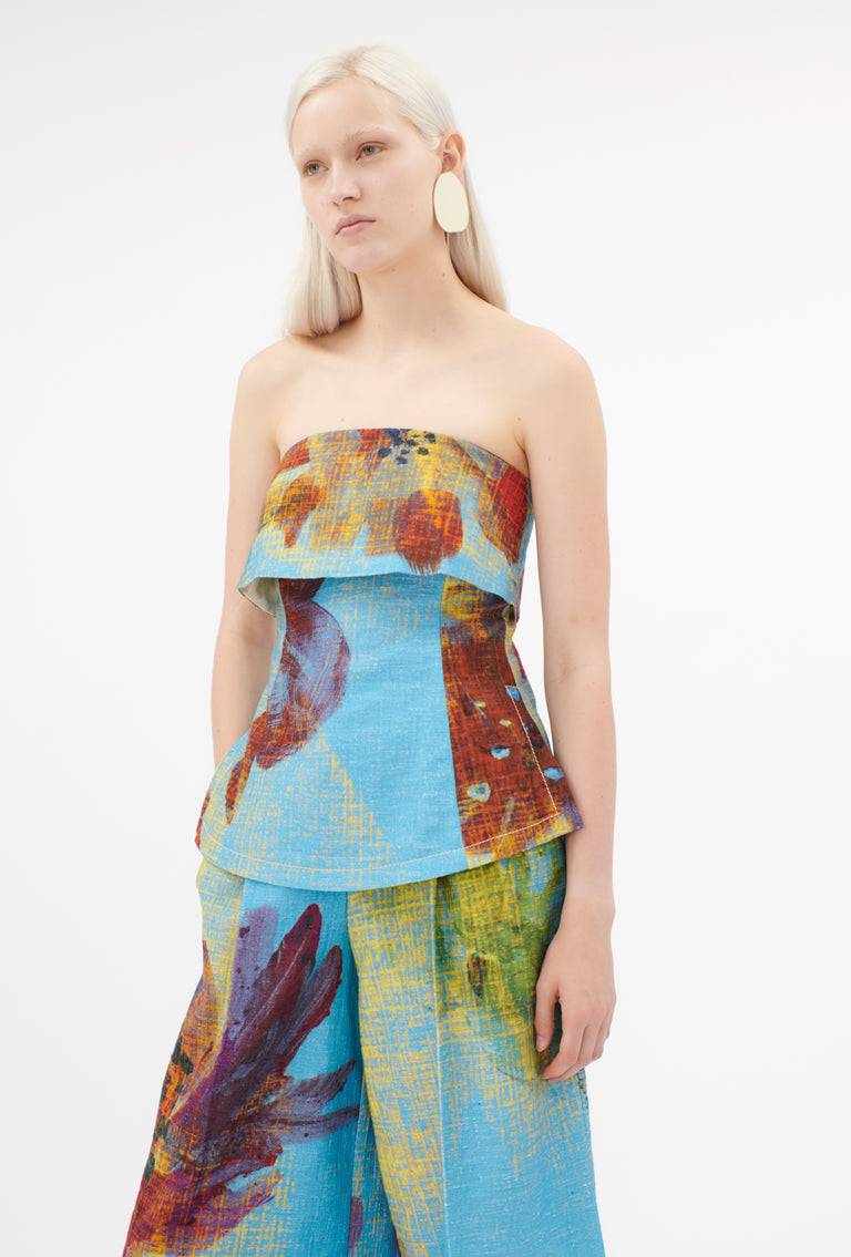 Odeeh Gouache Flowers Top, Caribbean blue Discount Store für neue Produkte