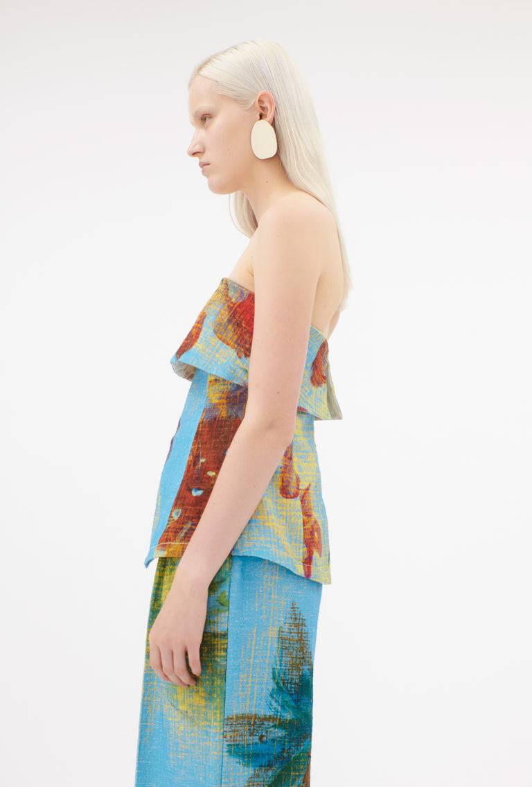 Odeeh Gouache Flowers Top, Caribbean blue Discount Store für neue Produkte