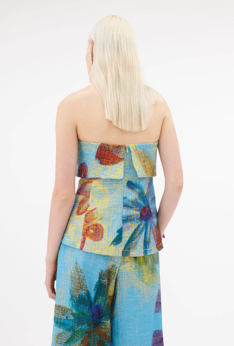 Odeeh Gouache Flowers Top, Caribbean blue Discount Store für neue Produkte