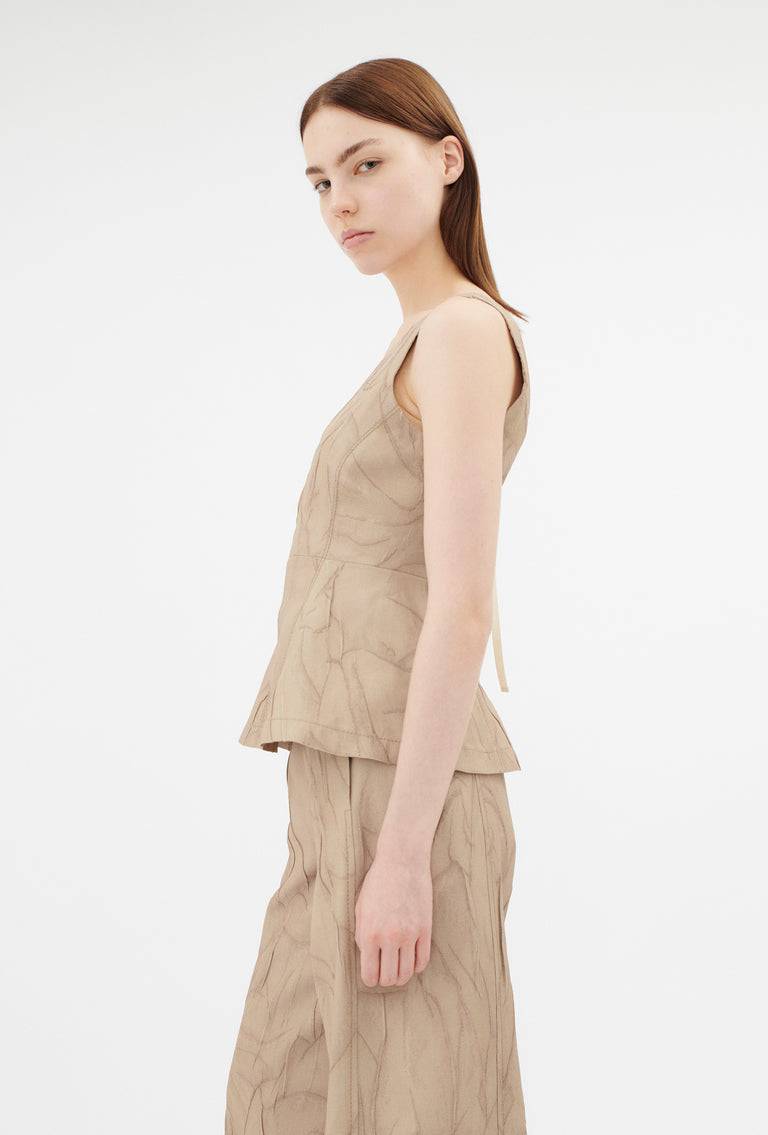 Odeeh Crinkled Duchesse Stonewashed Top, French Beige Super Rabatt