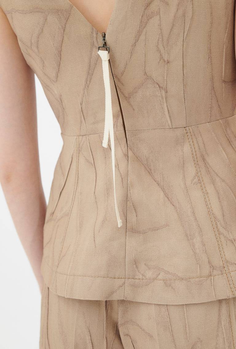 Odeeh Crinkled Duchesse Stonewashed Top, French Beige Super Rabatt