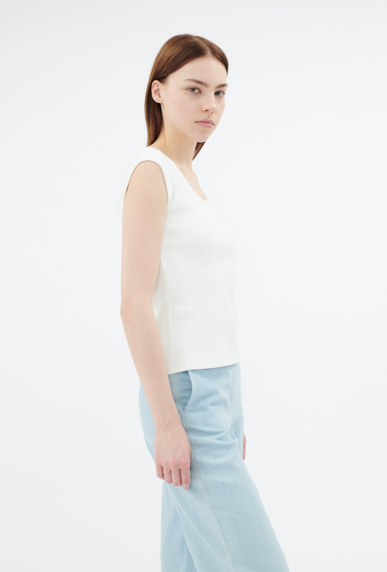 Odeeh Organic Cotton Rib T-Shirt, Milk Riesige Rabatte