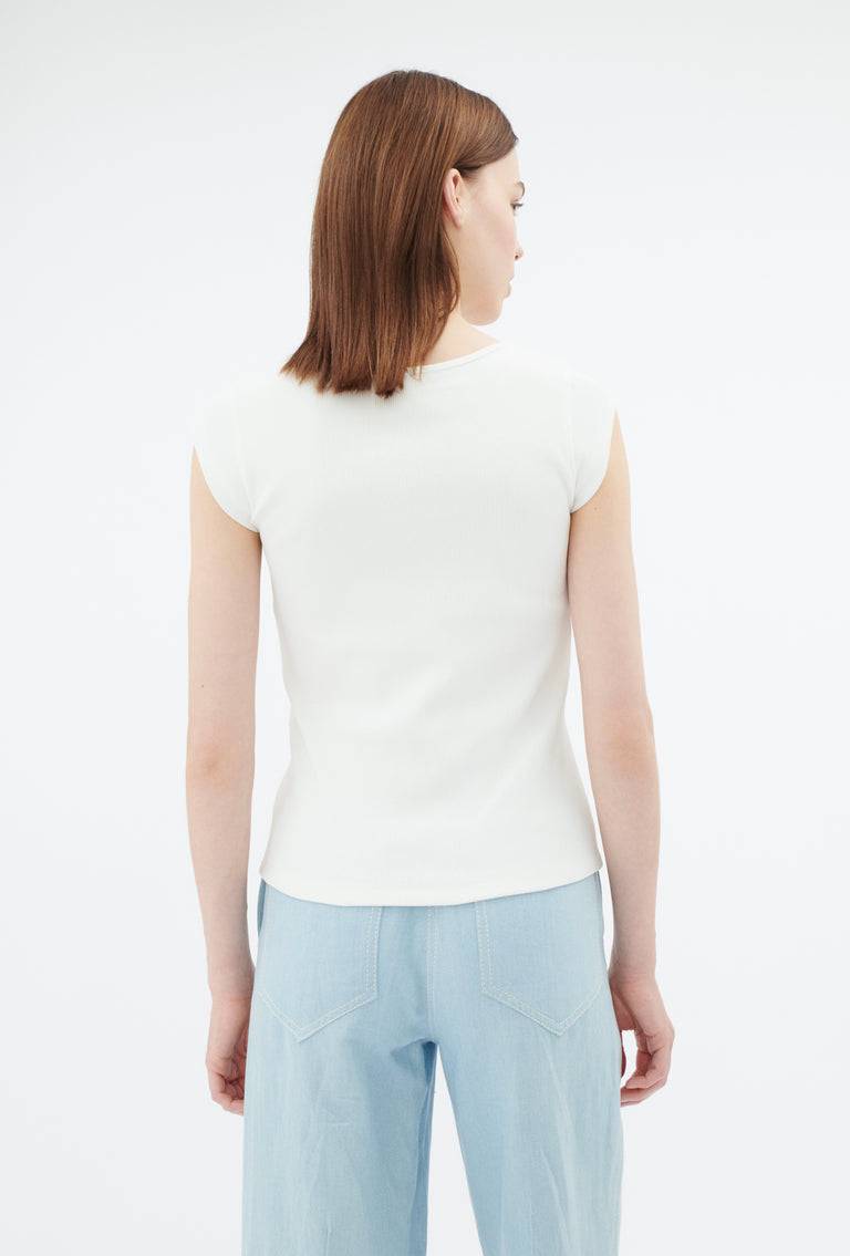 Odeeh Organic Cotton Rib T-Shirt, Milk Riesige Rabatte