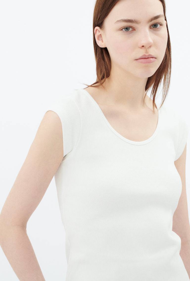 Odeeh Organic Cotton Rib T-Shirt, Milk Riesige Rabatte