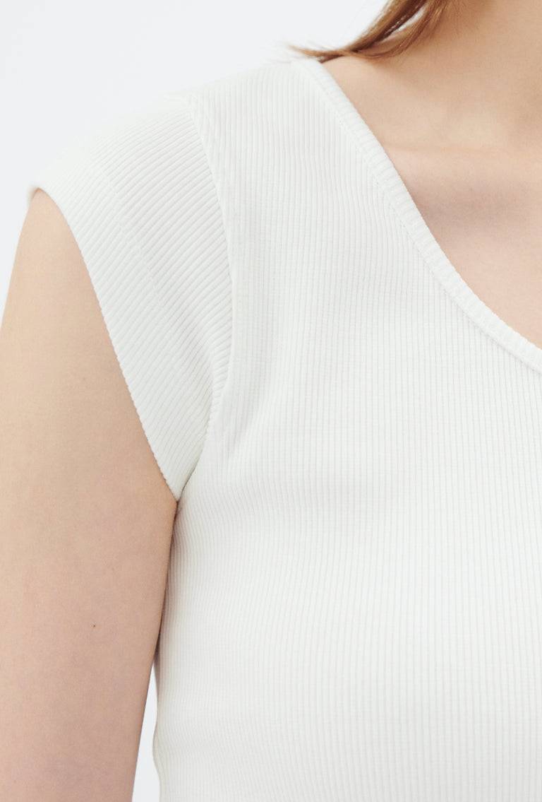 Odeeh Organic Cotton Rib T-Shirt, Milk Riesige Rabatte