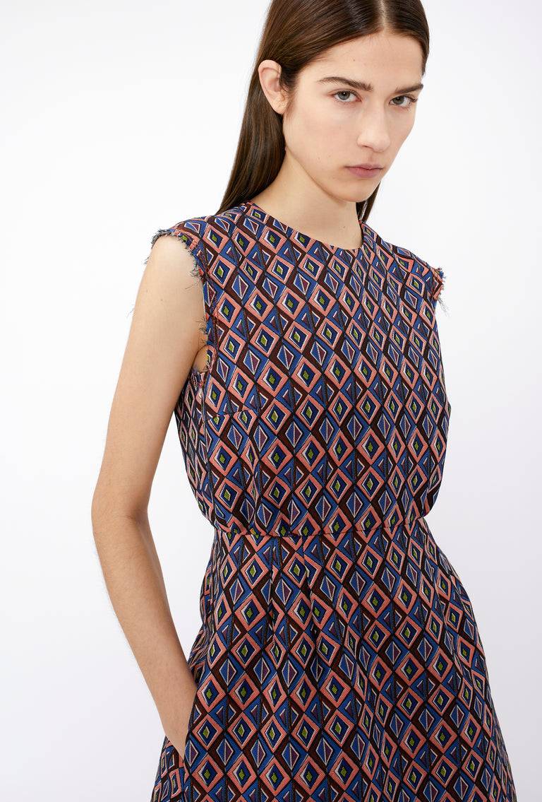 Odeeh Ethno Rhombs Kleid, Sapphire Kostenloser Versand international