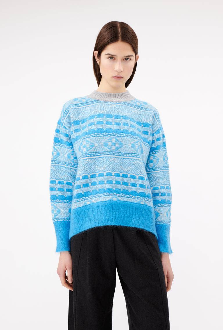 Odeeh Graphic Norwegian Pullover, Himmelblau zollfrei