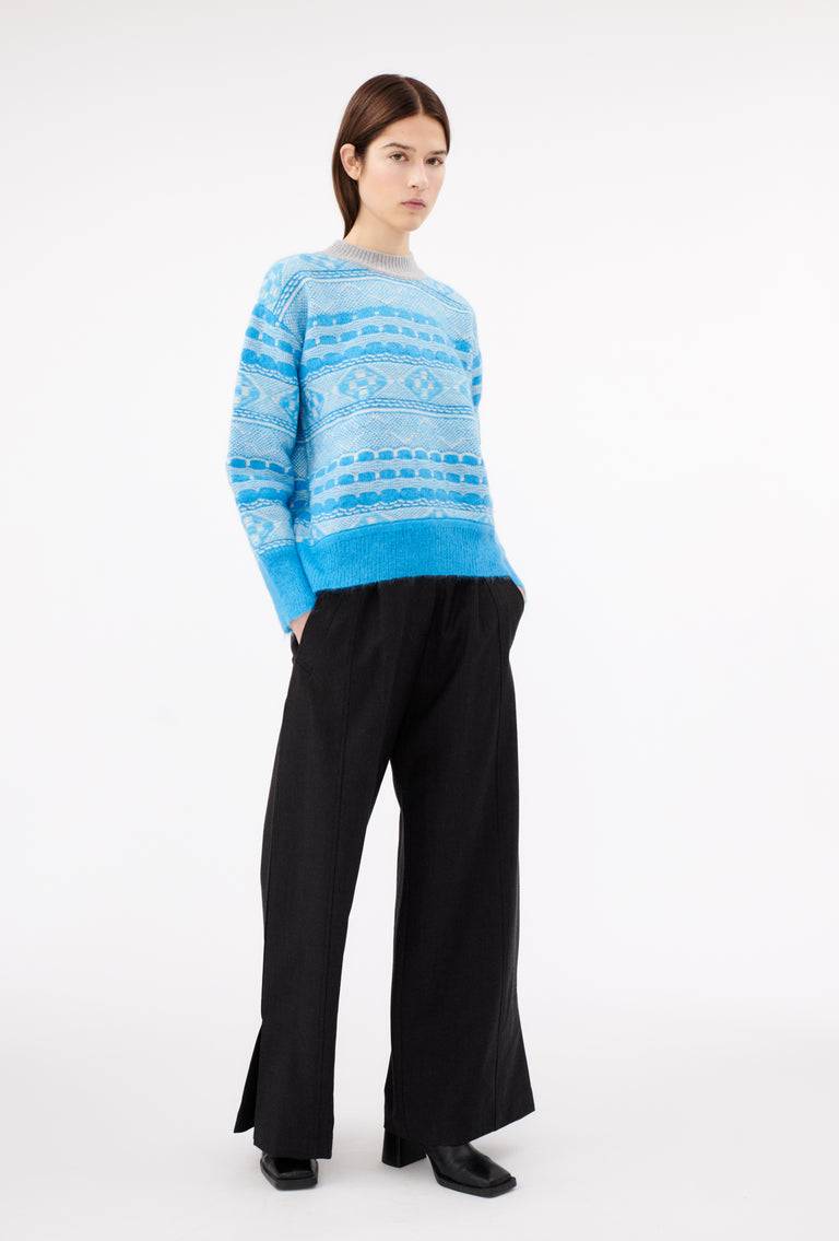 Odeeh Graphic Norwegian Pullover, Himmelblau zollfrei
